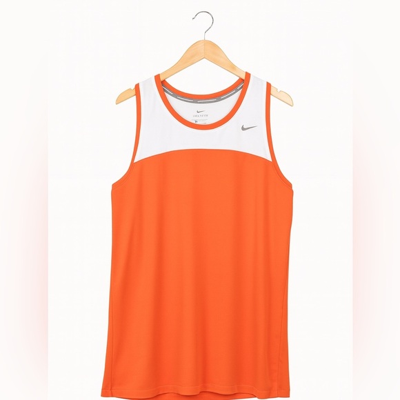 Nike Women’s size large orange and white racerback running athletic tank. - Picture 1 of 3
